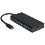 Roline Value Network Adapter 12.99.1109 From Usb Type C 3.1 To 10 100 1000 Rj-45 3x Usb 3.2 Black