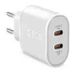 SBS Φορτιστής Χωρίς Καλώδιο με 2 Θύρες USB-C 20W Power Delivery Λευκός