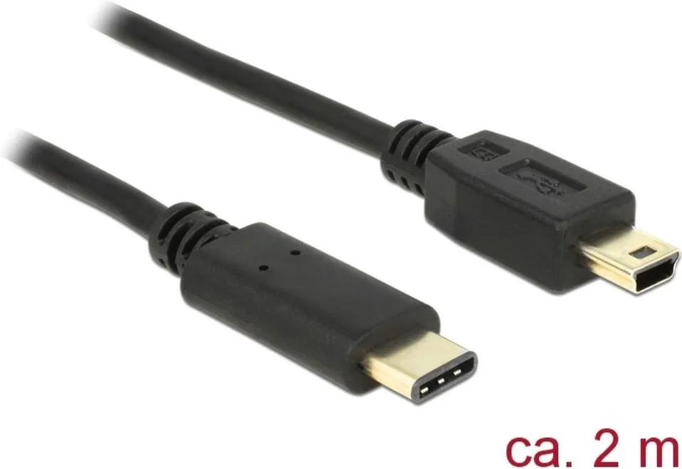 DeLock USB 2.0 Cable USB-C male - mini USB-B Μαύρο 2m 83336 - Image 1