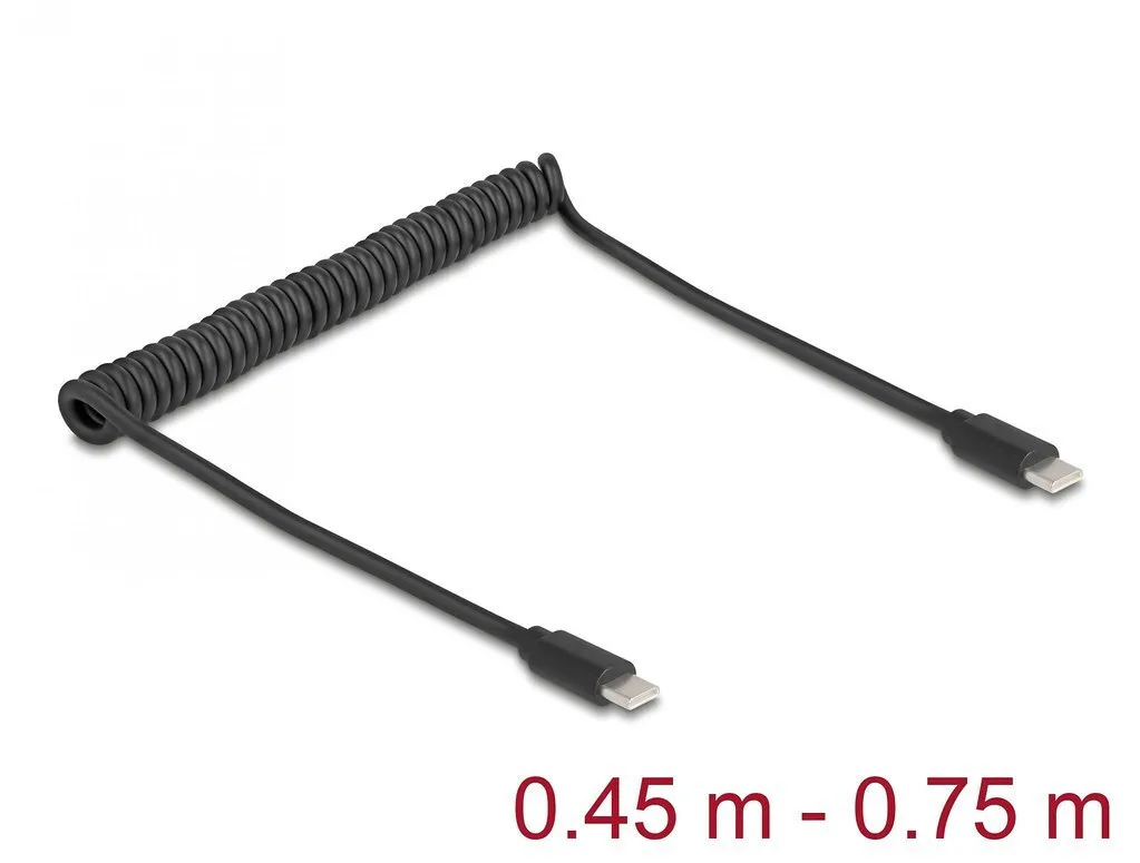 DeLock USB 2.0 Cable USB-C male - USB-C Μαύρο 0.45m 90369 - Image 1