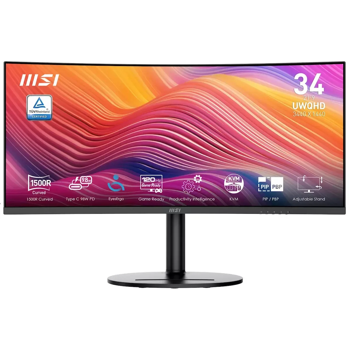 MSI Modern MD342CQP Ultrawide VA HDR Monitor 34" QHD 3440x1440 με Χρόνο Απόκρισης 4ms GTG - Image 1