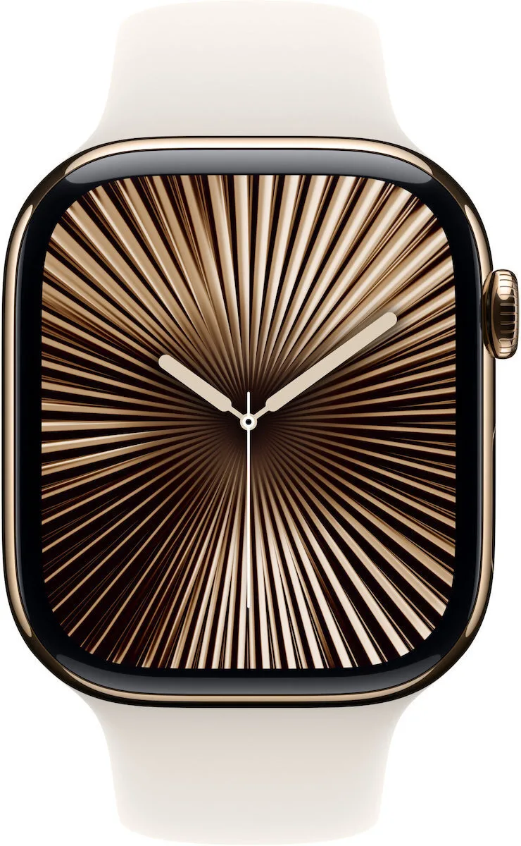 Apple Watch Series 10 Cellular Titanium 42mm Αδιάβροχο με eSIM και Παλμογράφο (Gold Titanium με Starlight Sport Band - M/L) - Image 1