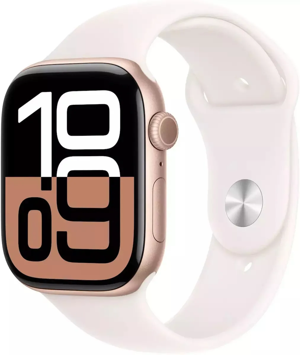 Apple Watch Series 10 Cellular Aluminium 46mm Αδιάβροχο με eSIM και Παλμογράφο (Rose Gold με Light Blush Sport Band - M/L) - Image 1