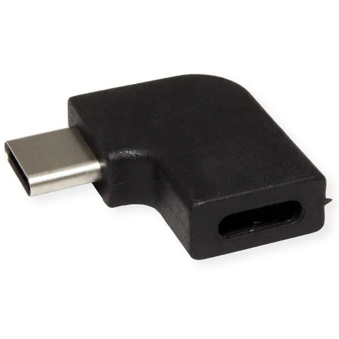 Value Adapter 12.99.2996 Usb C M To Usb C F Angled Black - Image 1