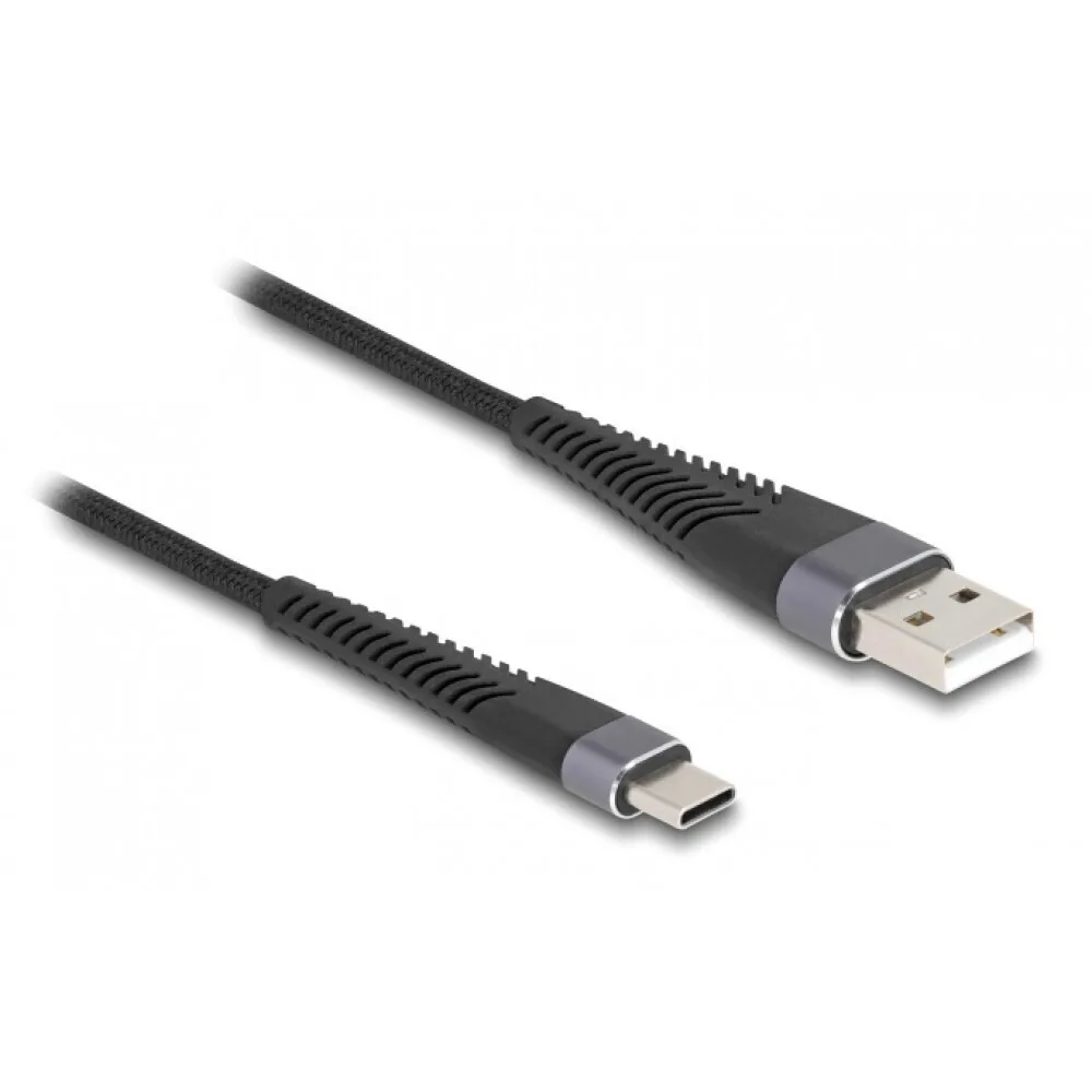 DeLock Braided USB 2.0 Cable USB-C male - USB-A 60W Μαύρο 2m 81122 - Image 1