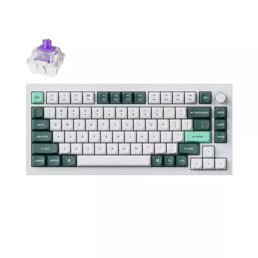 Keychron Q1H-P1 HE QMK Q1H-P1 Ασύρματο Gaming Μηχανικό Πληκτρολόγιο 75% με Gateron Double-Rail Magnetic Purple διακόπτες και RGB φωτισμό (Αγγλικό US) Λευκό - Image 1