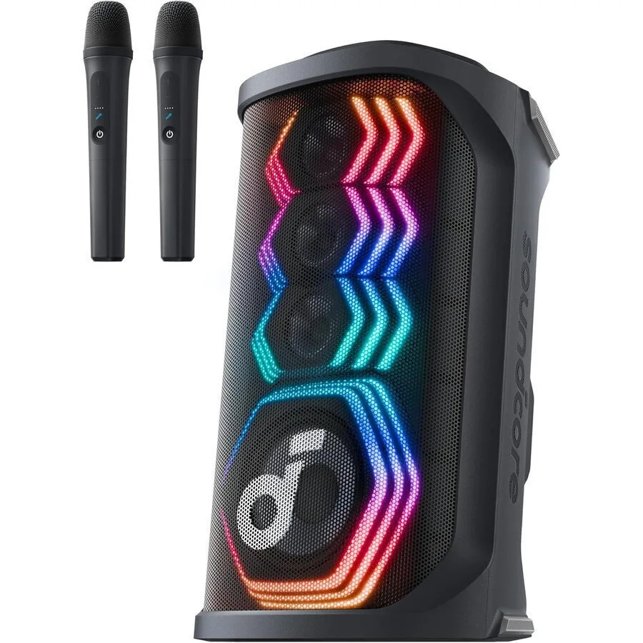 20250704150751_anker_systima_karaoke_me_asyrmata_mikrofona_soundcore_rave_3s_a31a3012_se_mayro_chroma.jpeg Anker Ηχείο Karaoke με Ασύρματα Μικρόφωνα και Εφέ Φωτισμού SoundCore Rave 3s A31A3012 Μαύρο - Image 1