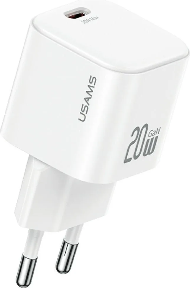 20250708121824_usams_fortistis_choris_kalodio_gan_me_thyra_usb_c_kai_kalodio_usb_c_lightning_20w_power_delivery_leykos_cc260.jpeg Usams Φορτιστής GaN με Θύρα USB-C και Καλώδιο USB-C - Lightning 20W Power Delivery Λευκός (CC260) - Image 1