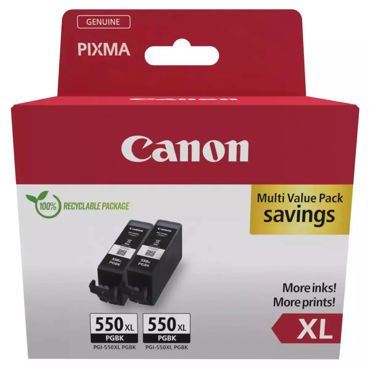 Canon PGI-550XL Γνήσιο Πακέτο Μελανιών Εκτυπωτή InkJet Μαύρο / Photo Κυανό (6431B010) - Image 1