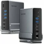Vention USB-C Docking Station με HDMI/DisplayPort 4K PD Ethernet και σύνδεση 3 Οθονών Γκρι (TPUH0)
