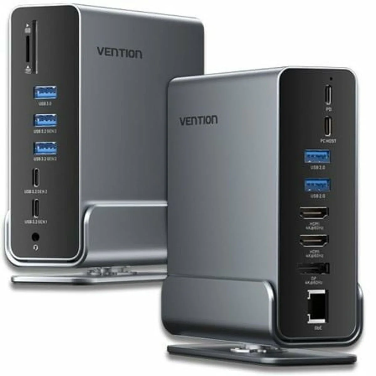 Vention USB-C Docking Station με HDMI/DisplayPort 4K PD Ethernet και σύνδεση 3 Οθονών Γκρι (TPUH0) - Image 1