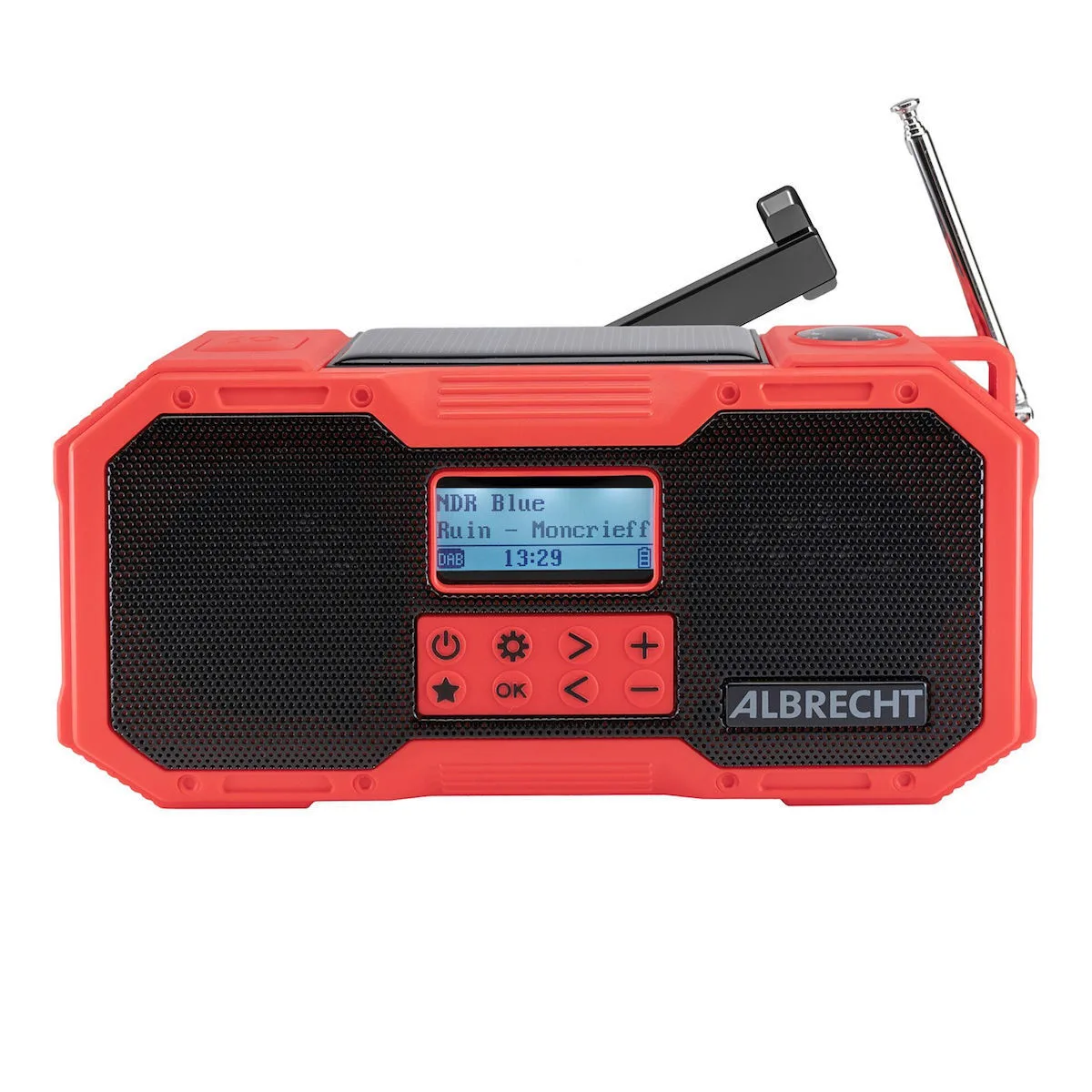 20250728135406_albrecht_dr_112_forito_radiofono_iliako_dab_me_bluetooth_kai_usb_kokkino.jpeg Albrecht DR 112 Φορητό Ραδιόφωνο Ηλιακό DAB+ με Bluetooth και USB Κόκκινο - Image 1
