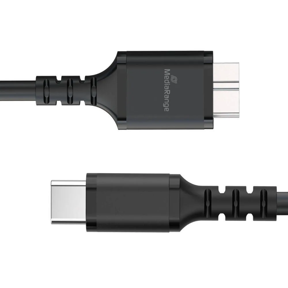 MediaRange USB 3.0 Cable USB-C male - micro USB-B 15W PD Μαύρο 0.5m MRCS257 - Image 1