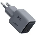 Aukey Φορτιστής Χωρίς Καλώδιο GaN με Θύρα USB-C 30W Power Delivery Γκρι (PA-C1 Comet)