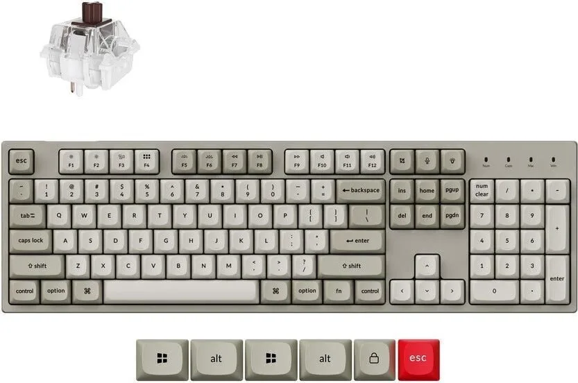 Keychron C2 Pro C2PX-M3 Gaming Μηχανικό Πληκτρολόγιο με Keychron Brown διακόπτες και RGB φωτισμό (Αγγλικό US) Retro - Image 1