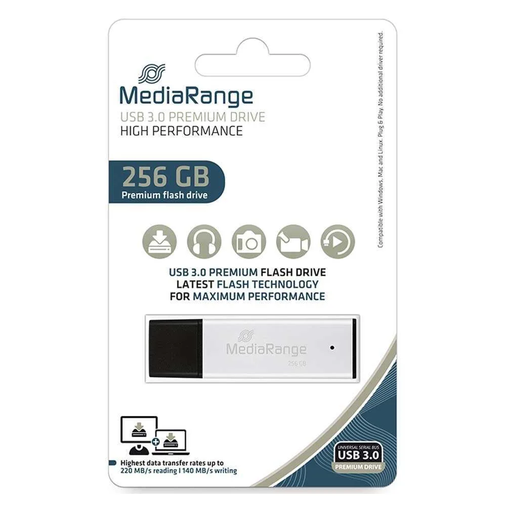 20250805131701_mediarange_256gb_usb_3_0_stick_asimi.jpeg MediaRange 256GB USB 3.0 Stick Ασημί - Image 1