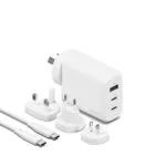 Cygnett Φορτιστής Χωρίς Καλώδιο GaN με Θύρα USB-A και 2 Θύρες USB-C και Καλώδιο USB-C - USB-C 67W Λευκός (CY-CY4771PDWCH)