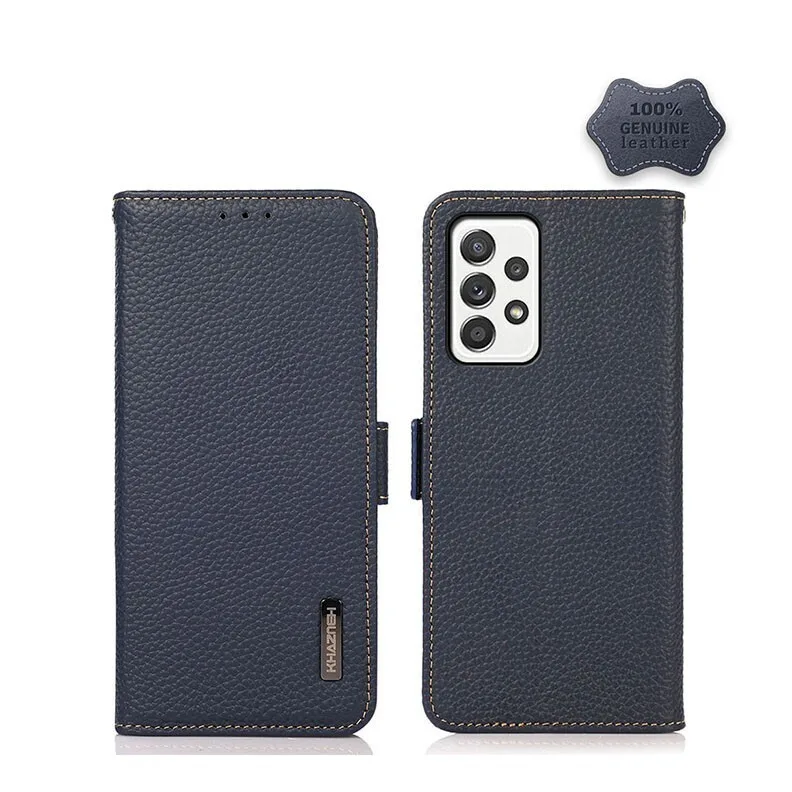 Side-magnetic Genuine Wallet Δερμάτινο Μπλε (Samsung Galaxy A52, Samsung Galaxy A52s) EDA002469914B - Image 1