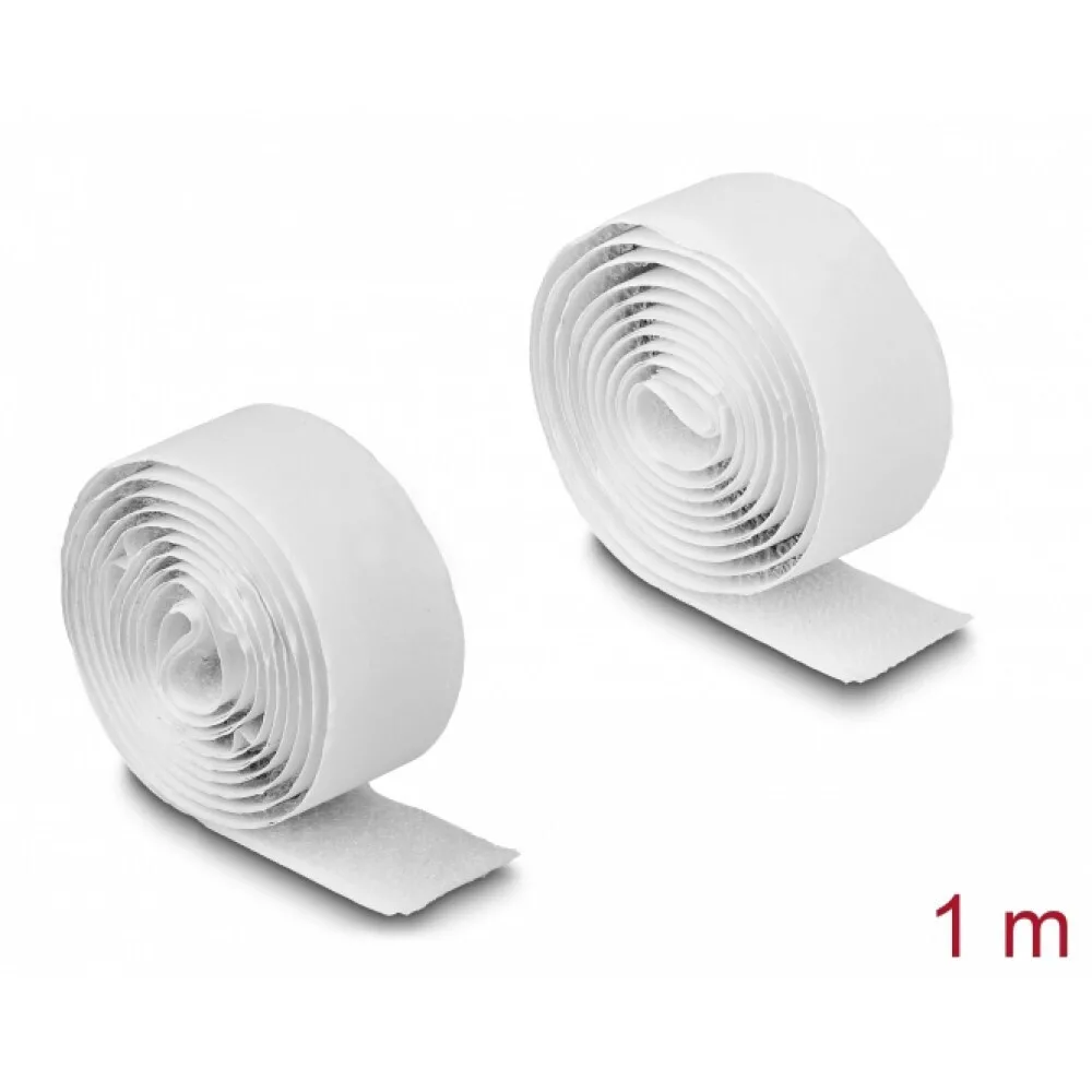 DeLock Αυτοκόλλητη Ταινία Χριτς Χρατς Λευκή 1mx20mm 19061 - Image 1