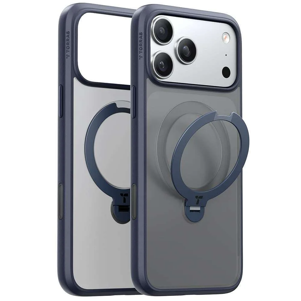 Torras Ostand Spin Back Cover Σιλικόνης Navy Μπλε (iPhone 17 Pro) - Image 1