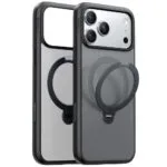 Torras Ostand Spin Back Cover Σιλικόνης Μαύρο (iPhone 17 Pro)