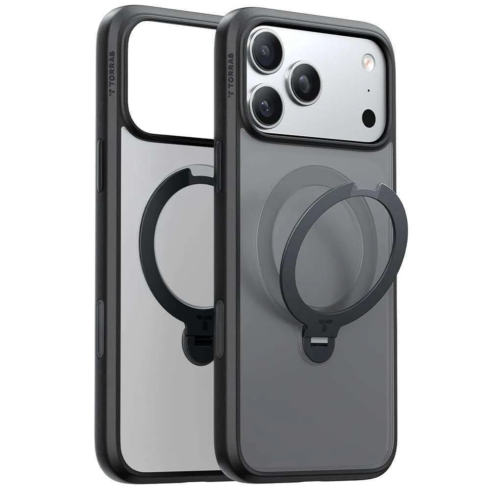Torras Ostand Spin Back Cover Σιλικόνης Μαύρο (iPhone 17 Pro) - Image 1