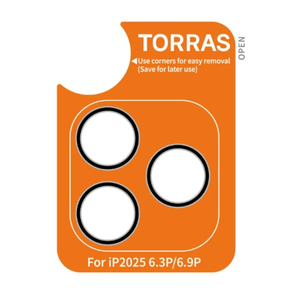 Torras Προστασία Κάμερας Tempered Glass Μαύρο για το iPhone 17 Pro, iPhone 17 Pro Max - Image 1