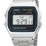Casio Vintage Iconic Ψηφιακό Ανδρικό Ρολόι 34mm Μπαταρίας με Ασημί Μεταλλικό Μπρασελέ A-158WA-1DF