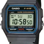Casio Ψηφιακό Ανδρικό Ρολόι 30mm Χρονογράφος Μπαταρίας με Μαύρο Καουτσούκ Λουράκι F-91W-1YEG