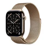 Apple Watch Series 11 Cellular Titanium 46mm Αδιάβροχο με eSIM και Παλμογράφο (Gold Titanium Case with Gold Milanese Loop - M/L)