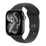 Apple Watch Series 11 Cellular Aluminium 46mm Αδιάβροχο με eSIM και Παλμογράφο (Jet Black Aluminium Case with Black Sport Band - S/M)