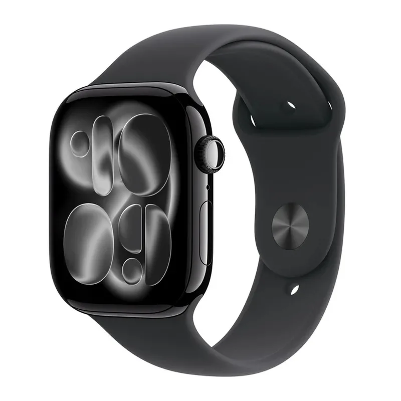 Apple Watch Series 11 Cellular Aluminium 46mm Αδιάβροχο με eSIM και Παλμογράφο (Jet Black Aluminium Case with Black Sport Band - S/M) - Image 1