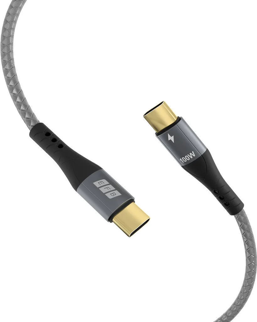 EFB Braided USB 2.0 Cable USB-C male - USB-C 100W PD Γκρι 0.5m - Image 1