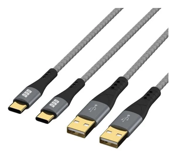EFB Braided USB 2.0 Cable USB-C male - USB-A 60W PD Χρυσό 1m - Image 1