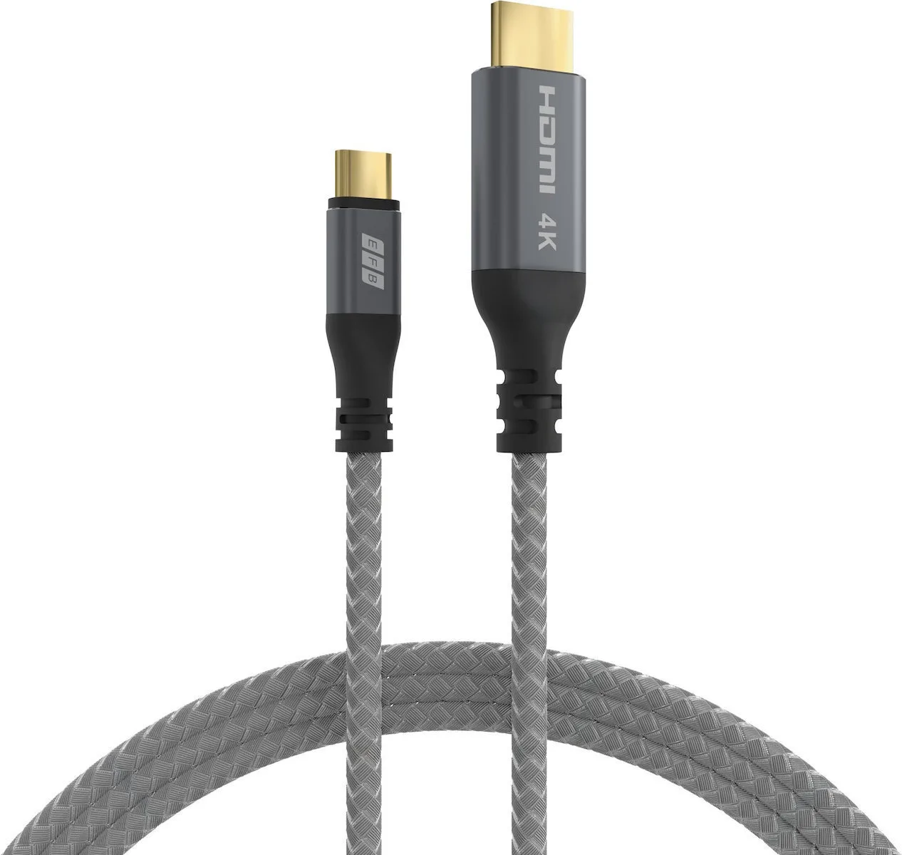 EFB Braided Cable HDMI male - USB-C male 1.8m Μαύρο - Image 1