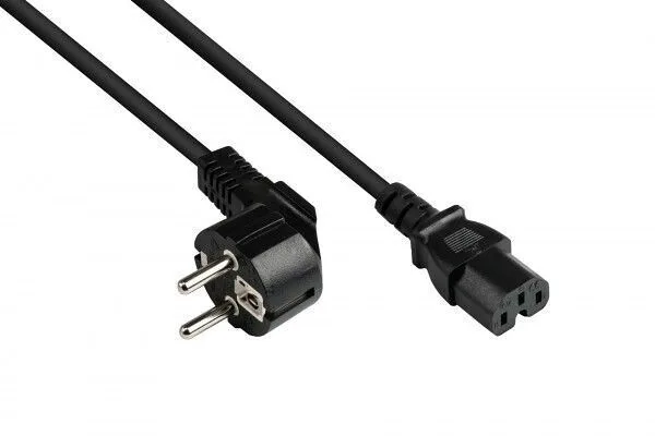 Καλώδιο Τροφοδοσίας Goodconnections Protective Contact Plug Angled To C15 Black 3 M - Image 1