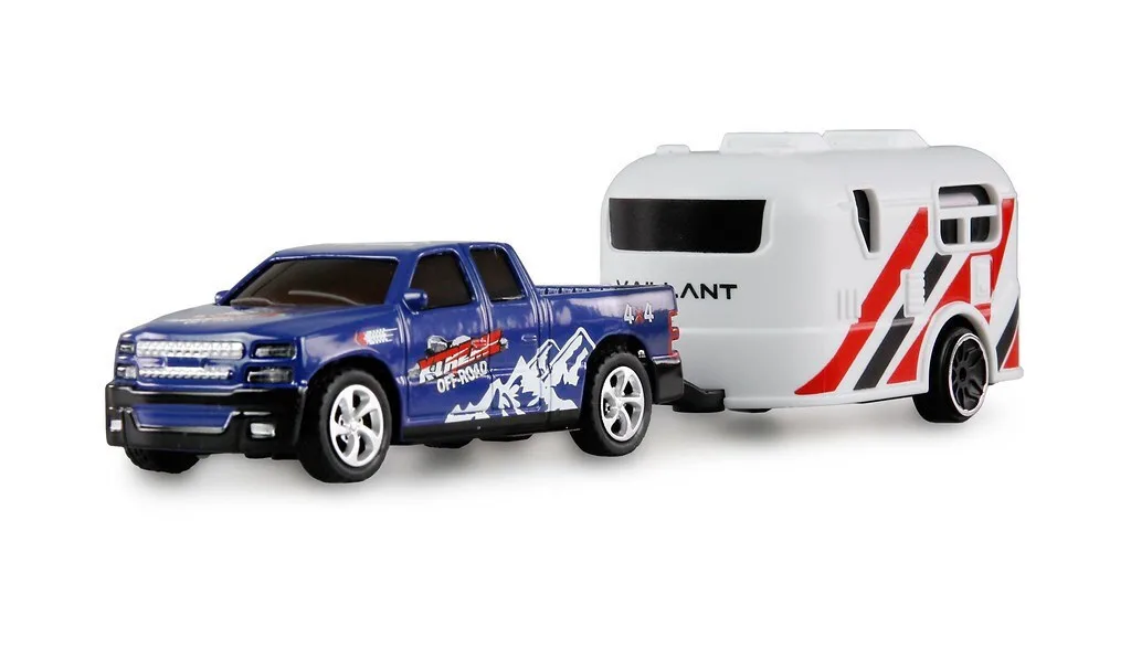 Τηλεκατευθυνόμενο Amewi Rc Pickup Die Cast Wohnwagen 1:64 Rtr Blue 6+ - Image 1