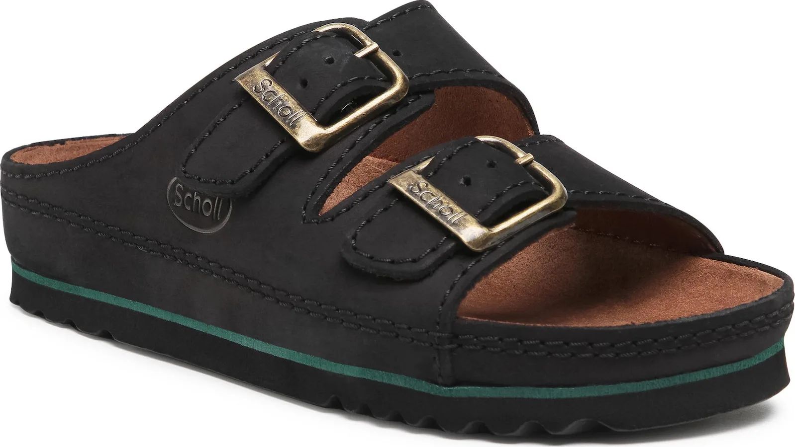 Scholl Air Bag Med Δερμάτινα Γυναικεία Σανδάλια Flatforms Μαύρα F215311004 - Image 1