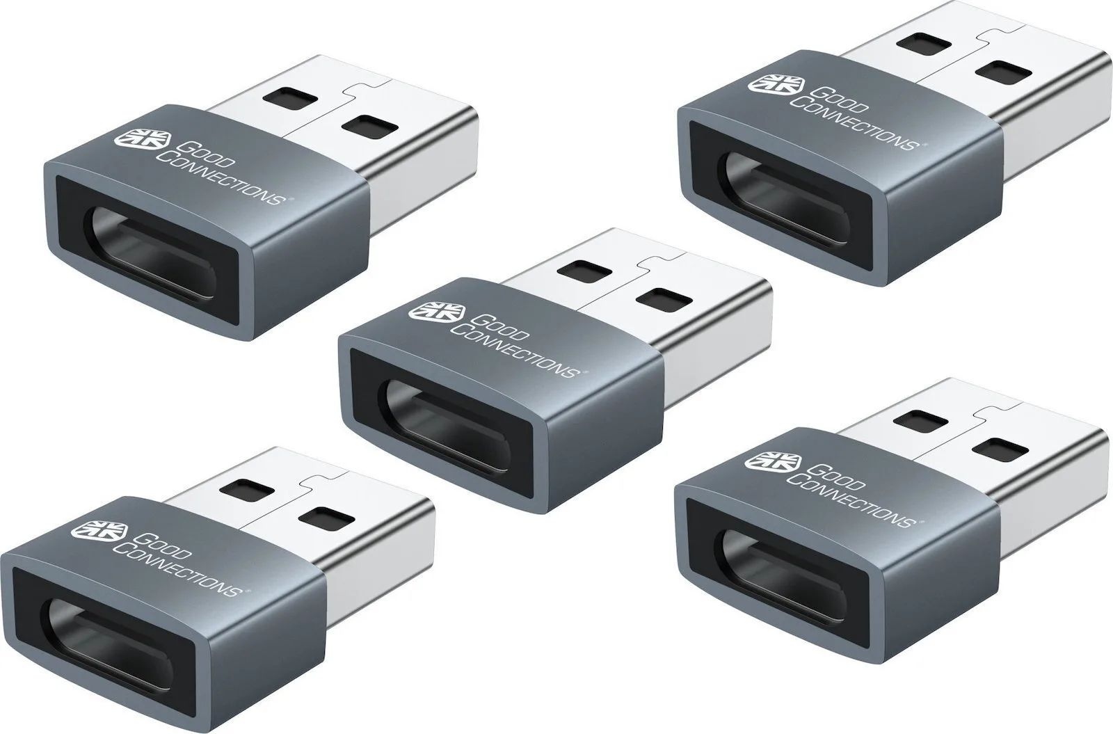 Good Connections Μετατροπέας USB-A male σε USB-C male Γκρι 5τμχ USB-AD203-5 - Image 1