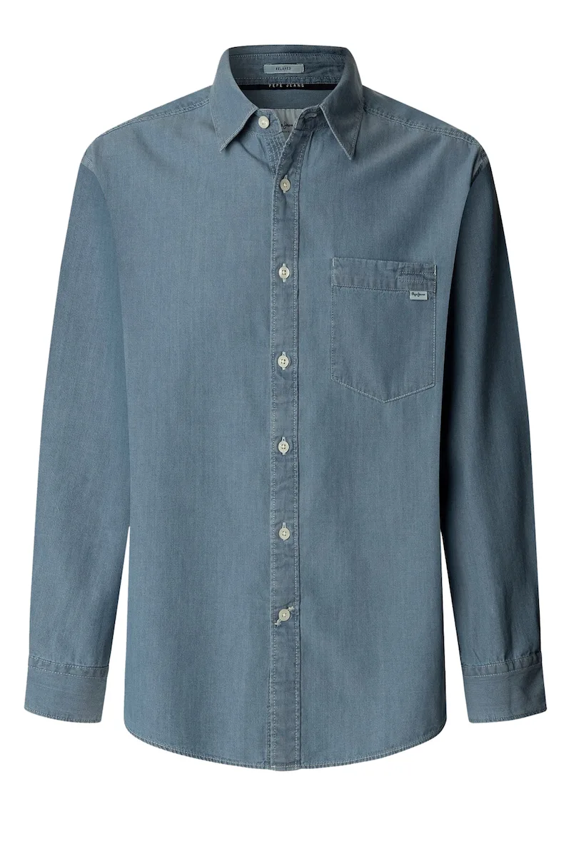 20250918120206_pepe_jeans_makrymaniko_poukamiso_med_indigo_b_pm309065_494.jpeg Pepe Jeans Μακρυμάνικo Πουκάμισο Med Indigo B PM309065-494 - Image 1