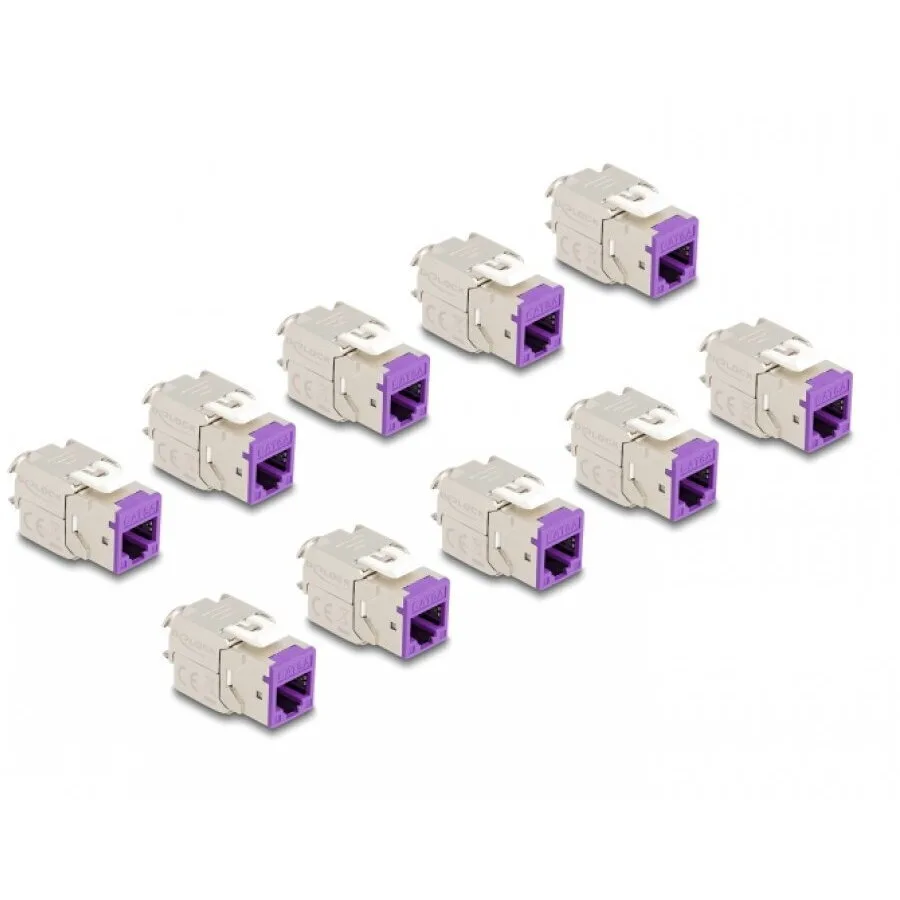 20250923121507_delock_set_10_pcs_keystone_module_rj45_lsa_cat_6a_toolfree_violet_delock_88121.jpeg Delock Set 10 Pcs Keystone Module Rj45 Lsa Cat.6a Toolfree Violet Delock 88121 - Image 1