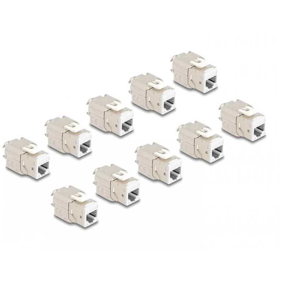Delock Set 10 Pcs Keystone Module Rj45 Lsa Cat.6a Toolfree White Delock 88119 - Image 1