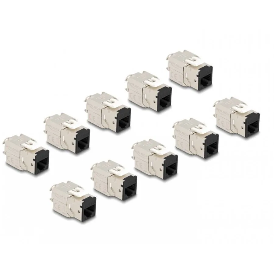 Delock Set 10 Pcs Rj45 Lsa Cat.6a Keystone Modules Toolless Black Delock 88118 - Image 1