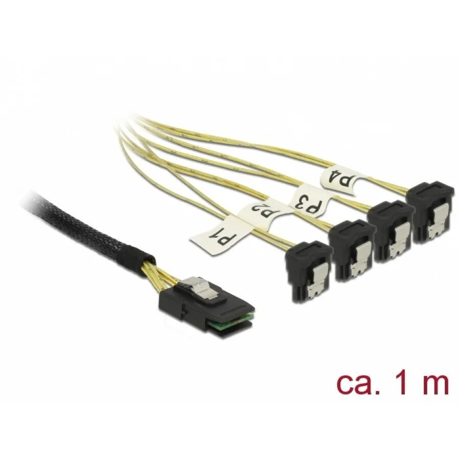 Delock Mini Sas Sff-8087 To 4 X Sata Cable Angled 1m Delock 85687 - Image 1