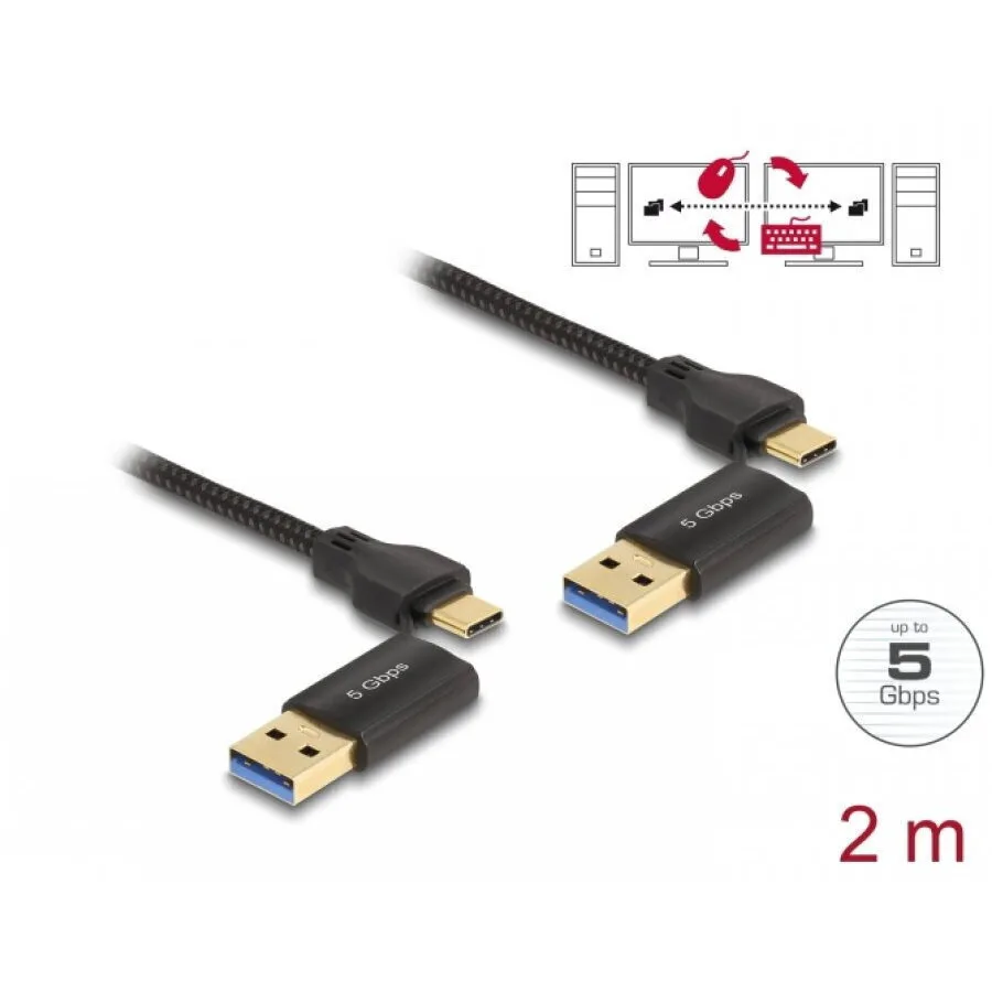 Delock Usb Type C Data Link Cable + Km Switch 2m Delock 83014 - Image 1