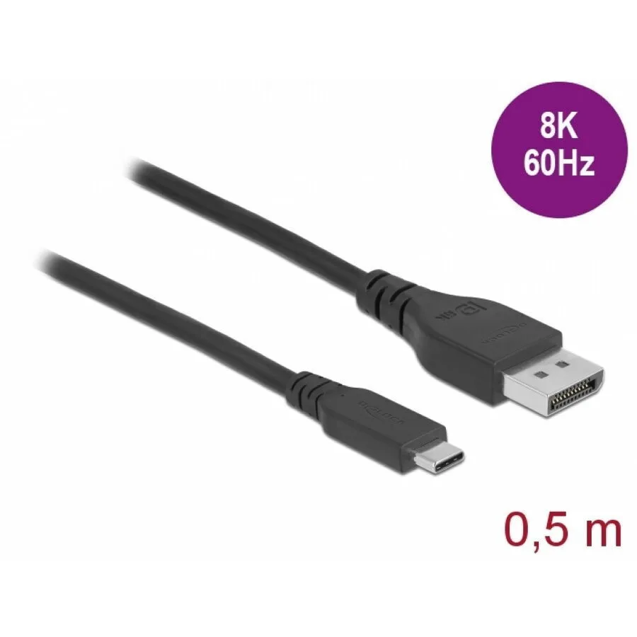 20250923123315_delock_bidirectional_usb_type_c_to_displayport_dp_alt_mode_8k60hz_0_5m_dp_8k_certified_cable_delock_86037.jpeg Delock Bidirectional Usb Type-c To Displayport Dp Alt Mode 8k60hz 0.5m Dp 8k Certified Cable Delock 86037 - Image 1