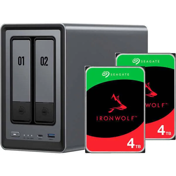 Ugreen DXP2800 & 2x Seagate IronWolf HDD 4TB NAS Tower με 2 θέσεις για HDD/SSD - Image 1