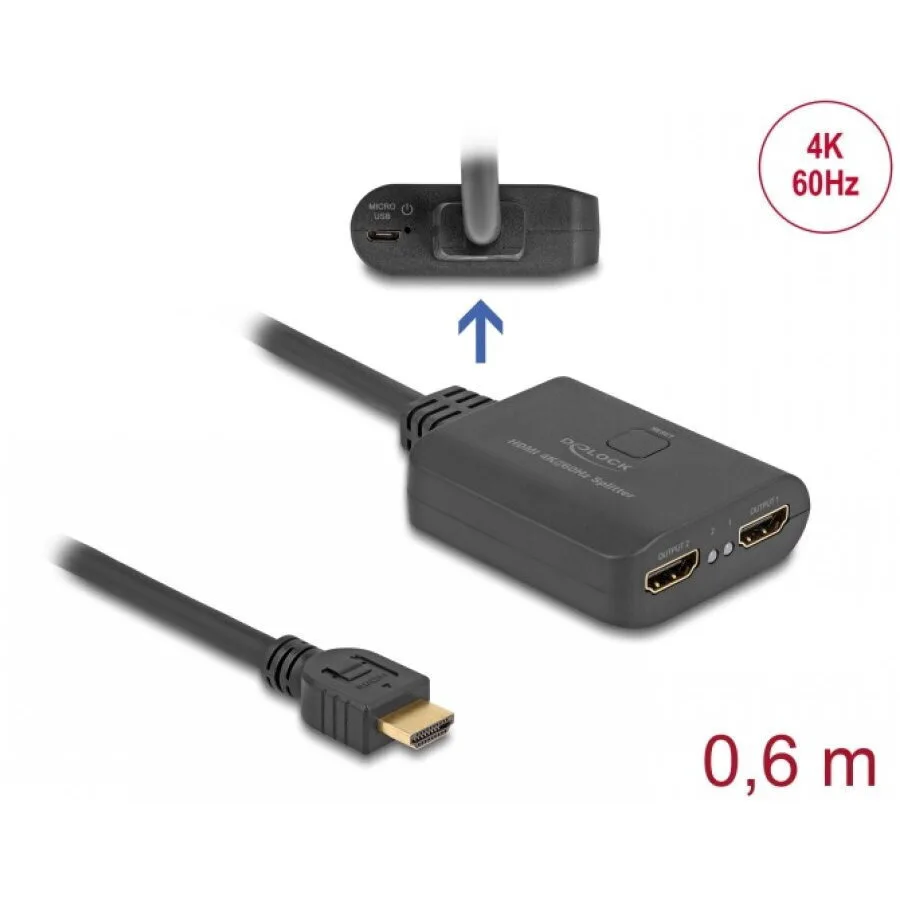 20250923130948_delock_hdmi_2_port_4k60hz_splitter_downscaler_0_6m_cable_delock_18650.jpeg Delock Hdmi 2-port 4k60hz Splitter Downscaler + 0.6m Cable Delock 18650 - Image 1