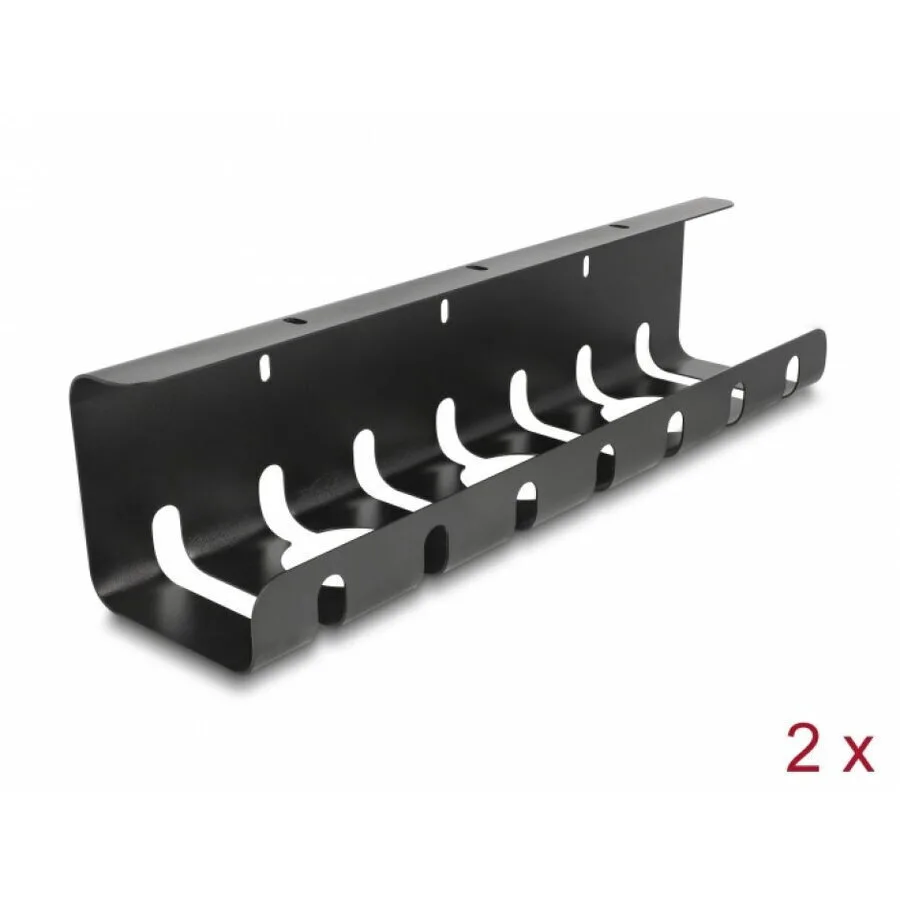 20250923170255_delock_set_2_black_under_desk_cable_organizers_delock_88031.jpeg Delock Set 2 Black Under-desk Cable Organizers Delock 88031 - Image 1