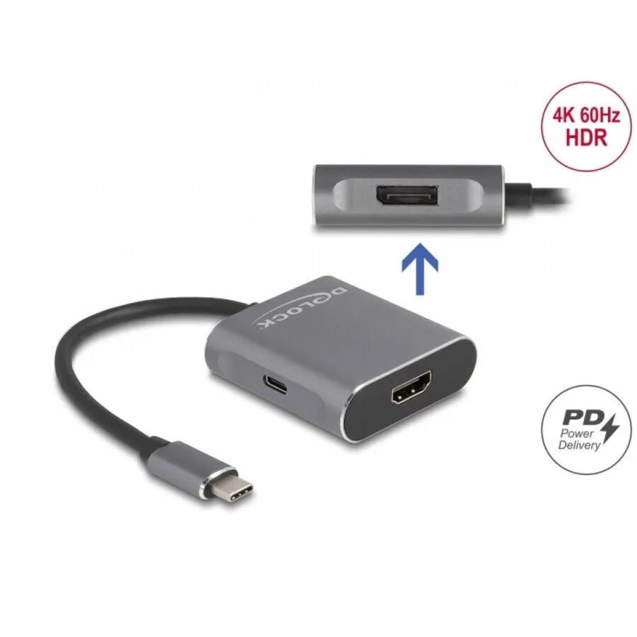 Delock Usb Type C Adapter Dp Alt Mode To Displayport Mst Hdmi 4k60hz + Pd Delock 87867 - Image 1